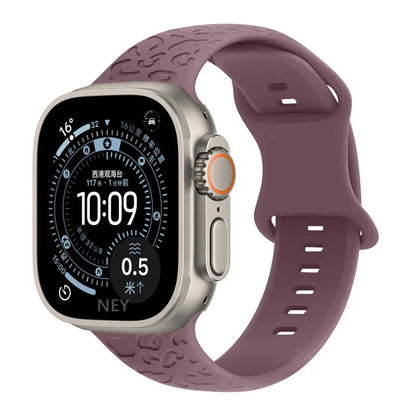 Engraved Strap For Apple Watch Band ultra 49mm 41mm-44-42mm 46mm Sport Silicone Leopard bracelet iWatch Series 11 10 9 8 7 se 6