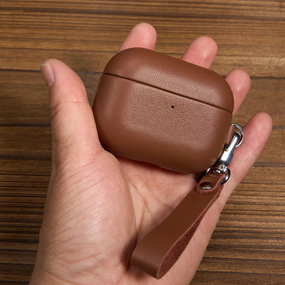 Genuine Leather for Apple AirPods Pro 3 Case Luxury Sheep Skin Protective Cover for AirPods Pro 3rd Generation 2025 Coffee Color