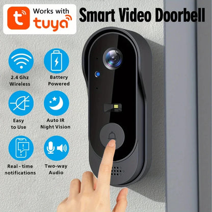 Tuya WiFi Home Smart Video Doorbell Outdoor Bidirectional HD Door Eye Camera 1080P Support SD Card Cloud Storage Waterproof