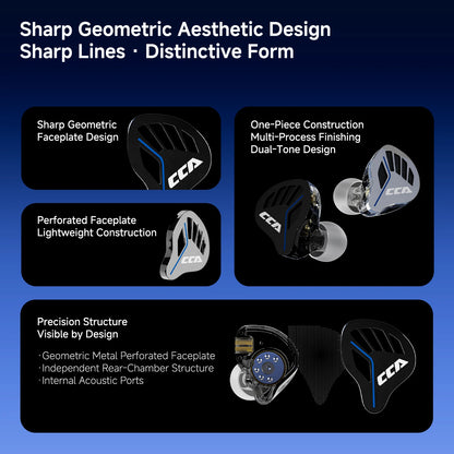 CCA-akx Wired In-Ear Headphones for Live Monitoring, High-Quality HiFi, 3.5mm Interface with Dedicated Anchoring.