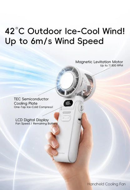 KINSCOTER Outdoor Foldable Portable Handheld Fan Mini Cooling Rechargeable 3600mAh 100-level Free Control High Speed Turbo Fan