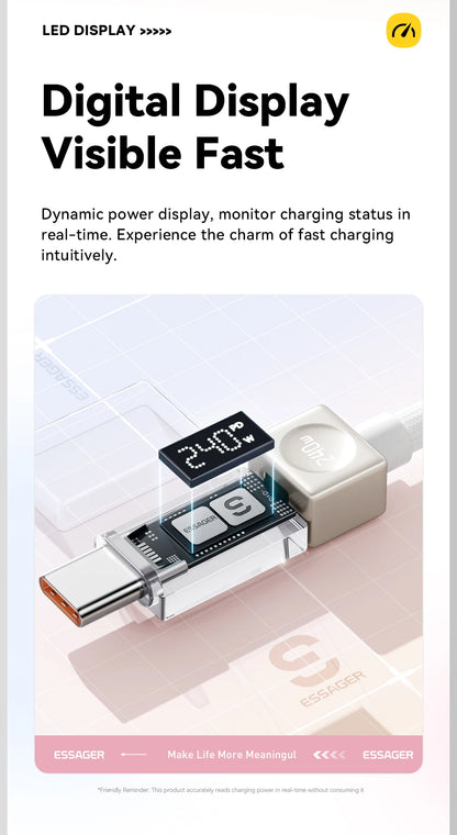 Essager 240W USB C Cable for iPhone 18 17 16 Plus Pro Max Macbook iPad Supercharge Fast Charger Type C Cable for Xiaomi Samsung