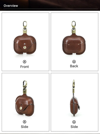 Genuine Leather Cover for AirPods Pro 3 Case Airpod Pro 2nd 1st generation Bluetooth Wireless Headphones Charging Box with Hook
