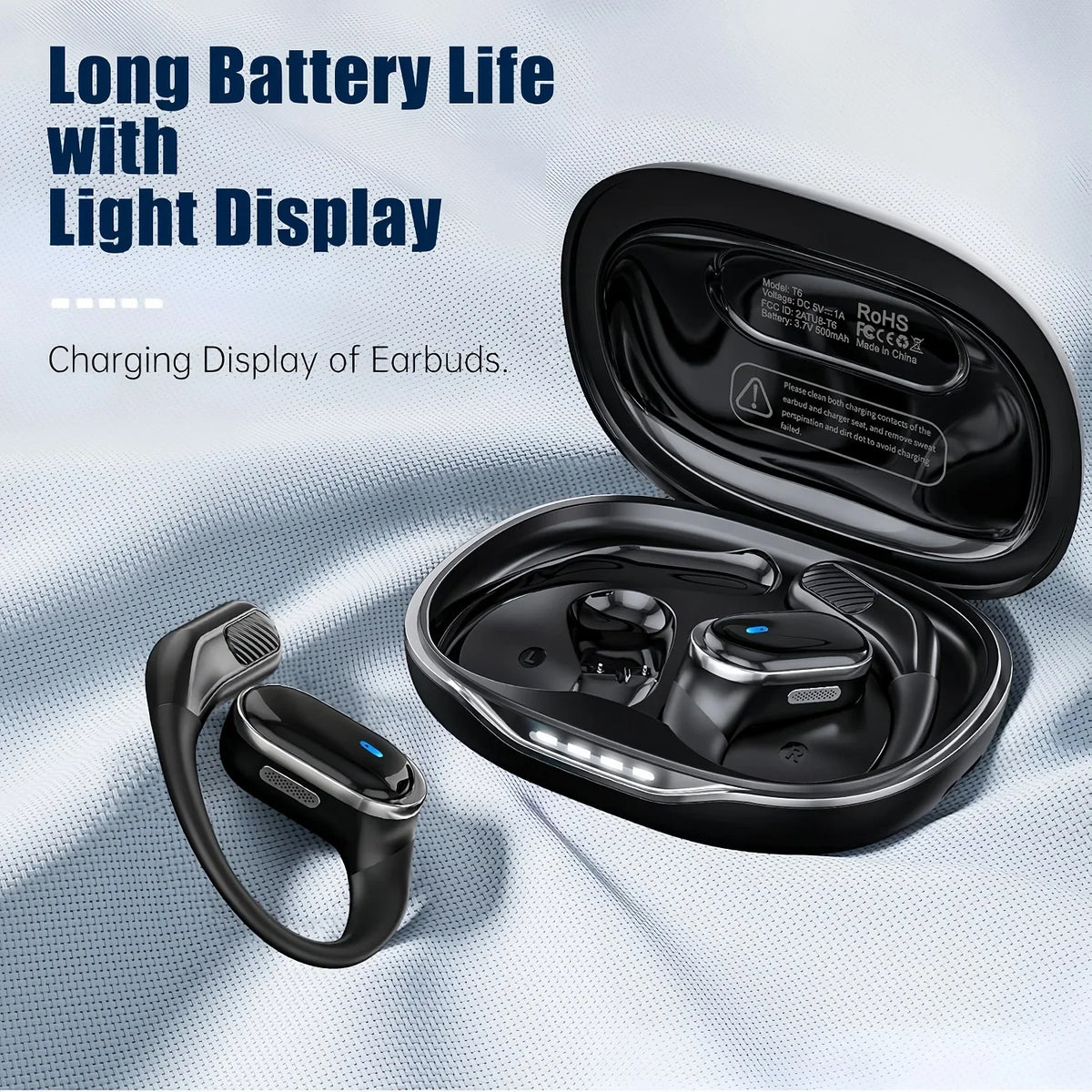 Touch Control TWS Earbuds for Sport,Open Ear,OWS Earphones,Wireless Headphones,HiFi Sound Headset,9 Hours Playback,Bluetooth 6.0
