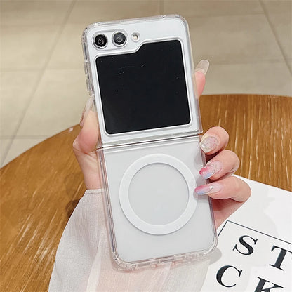 Clear Acrylic For Magsafe Magnetic Wireless Charge Case For Samsung Z Flip Z Fold 7 6 5 4 3 ZFlip7 Flip6 Shockproof Bumper Cover