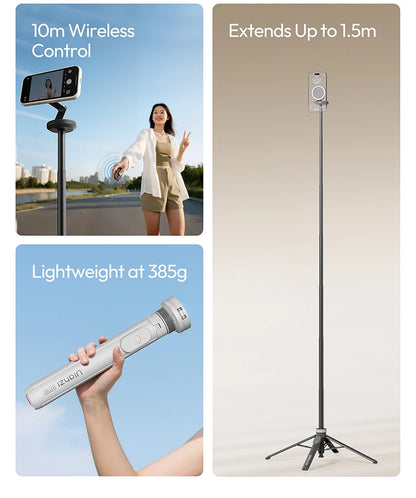 Ulanzi MT85 Automatic Phone Tripod Smartphone Selfie Stick Stand 1.5M With Bluetooth Controller 10M Wireless Magsafe for TikTok
