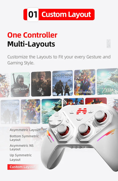 BEITONG PANGU Modular Wireless Controller, DIY Layout, Tool-Free Swap, TMR Joystick, for Switch/PC/Android/iOS