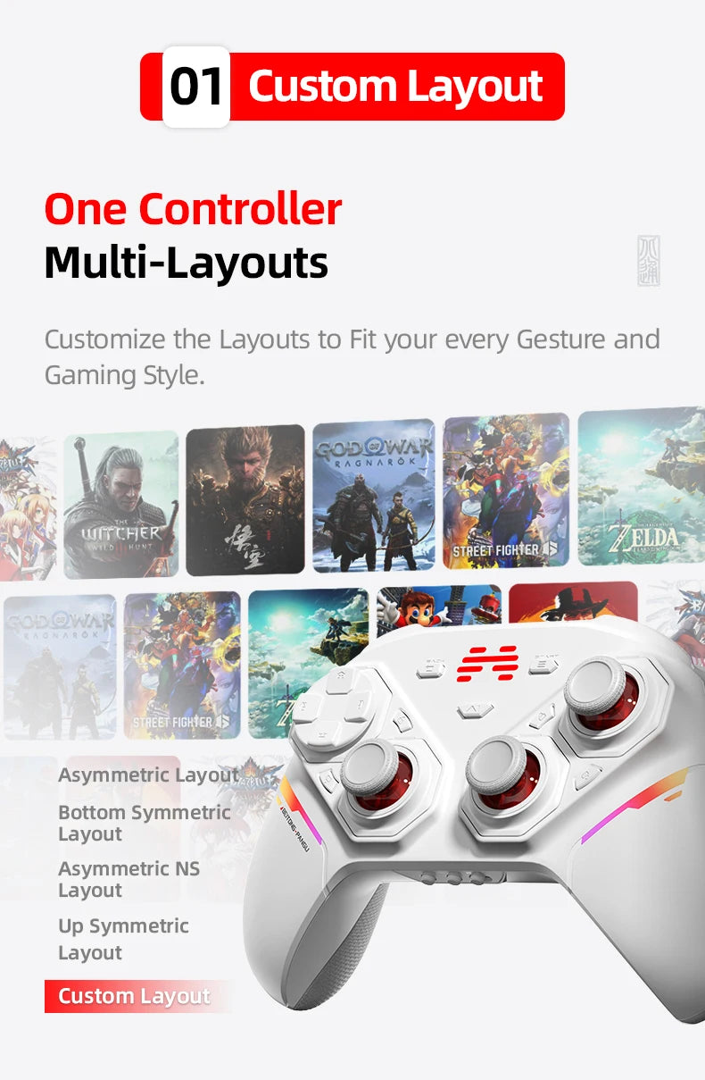BEITONG PANGU Modular Wireless Controller, DIY Layout, Tool-Free Swap, TMR Joystick, for Switch/PC/Android/iOS