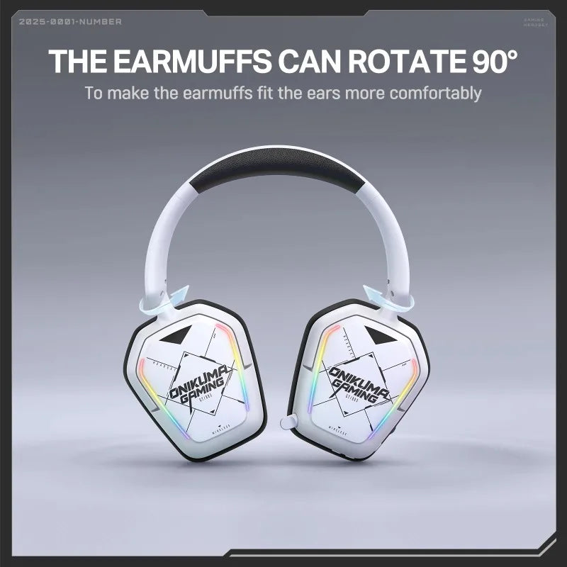 ONIKUMA GT883 Wireless Headset Gaming Headphones Four Mode Bluetooth 5.4 2.4G Low Latency RGB Light Foldable Earphones With Mic
