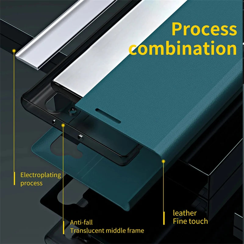 Luxury Leather Flip Case For Samsung Galaxy S26 S25 S24 S23 S22 S21 S20 Ultra Plus Edge S23 S21 S24 FE Note 20 Ultra Stand Cover