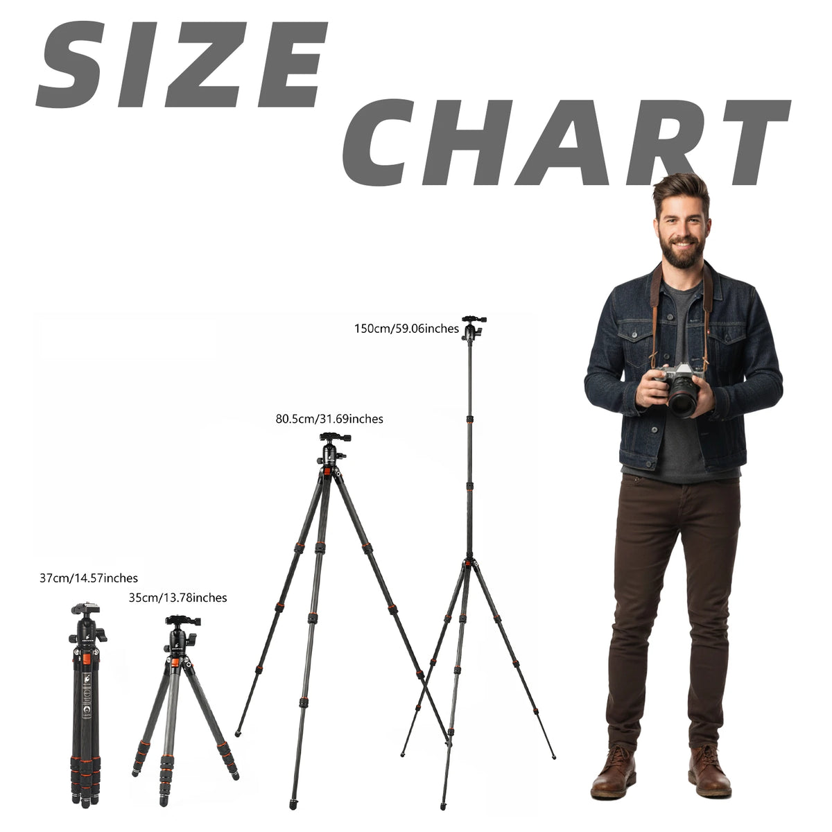 BESnfoto BX-T2561 Carbon Fiber Camera Tripod, Ball Head with Phone Holder & Carry Bag, Professional Travel Photo Tripod