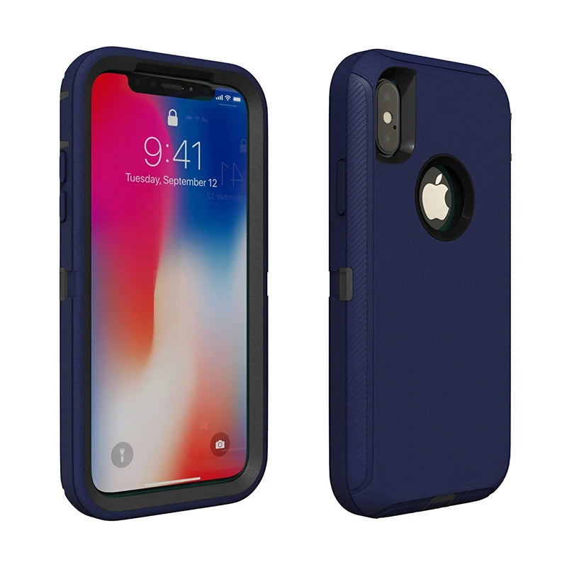 3 in 1 Armor Shock Proof Case for iPhone X XS MAX XR Defender Clip Case for iPhone 16 15 14 13 12 11 Pro Max Mini 6 6s 7 8 plus