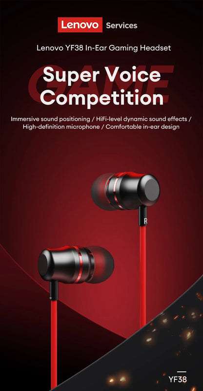 Lenovo YF38 Wired Headphones Type-C/3.5mm With Wire Control In-ear Wired Earphones With Mic For Laptop Computer Tablet Phone