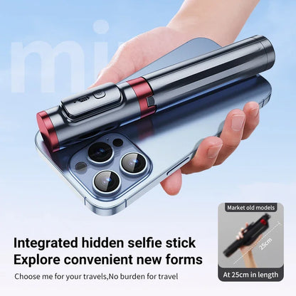 Selfie Stick 1.1 M Ultra Long Stretch Portable Phone Holder Integrated Design Bluetooth Remote With Fill Light Tripod Stand For