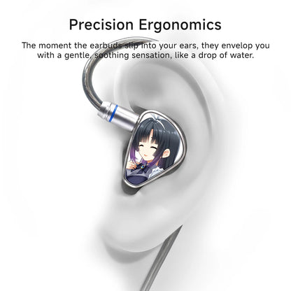 CVJ KIRA HiFi IEM In-Ear Earphones Wired Detachable Cable 3.5mm Type-C 4.4mm Balanced Earbuds For Music Gaming Anime Design