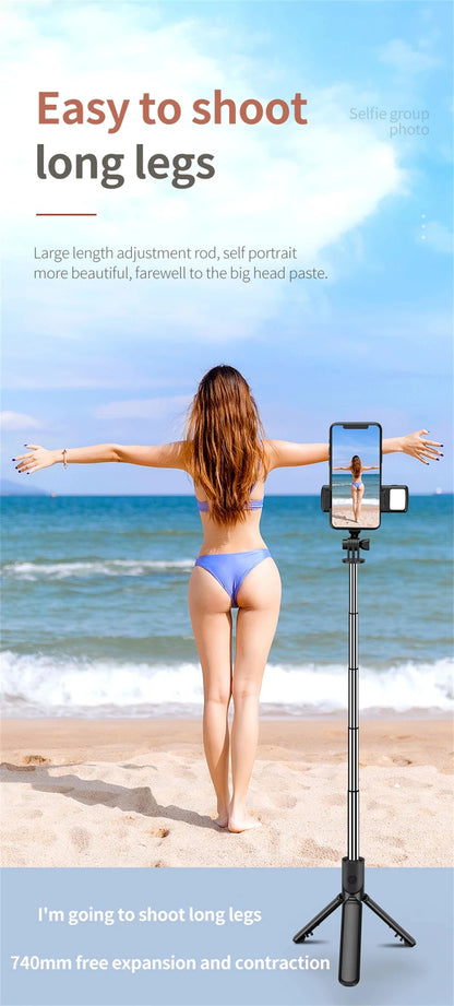MEUYAG Magnetic Extendable Selfie Stick Tripod Holder Stand with Bluetooth Wireless Remote for Magsafe IPhone Android Monopod
