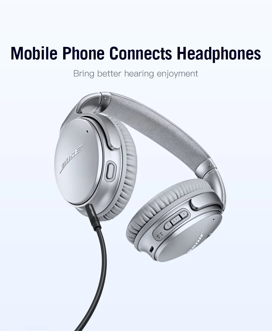 Vention Aux Cable 2.5mm to 3.5mm Audio Cable Jack 3.5 to 2.5 Male Aux Cable For Car Smartphone Speaker Headphone Mobile Phone