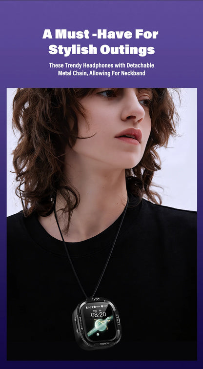 Wireless Headphones Bluetooth HTC NE70 Earphones Microphones Earbuds AI Translator 30Hours of Battery Life Full HD LCD Display