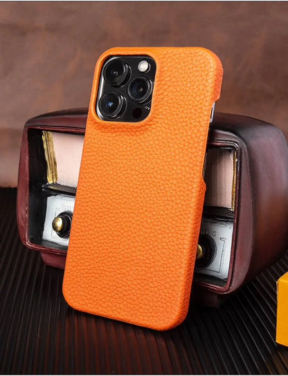 For Iphone 14 Pro Max Case Luxury Genuine Leather Cover Business Phone Cases Back Cover for Iphone 13 18Pro 15 12 XR XSMax Coque