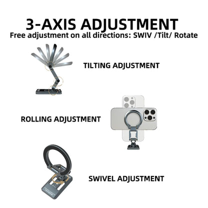 Dual Magnetic Phone Holder Desk Magnet Tripod Phone Mount 1/4'' & ARCA-Swiss Gym Mount for for iPhone Android Car/Airplane Stand