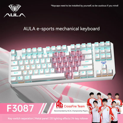 AULA F3087 Pro/F3087 Mechanical Keyboard 75% Layout Backlight Wired Full Key No Punch for Office E-Sport Gaming Keyboard