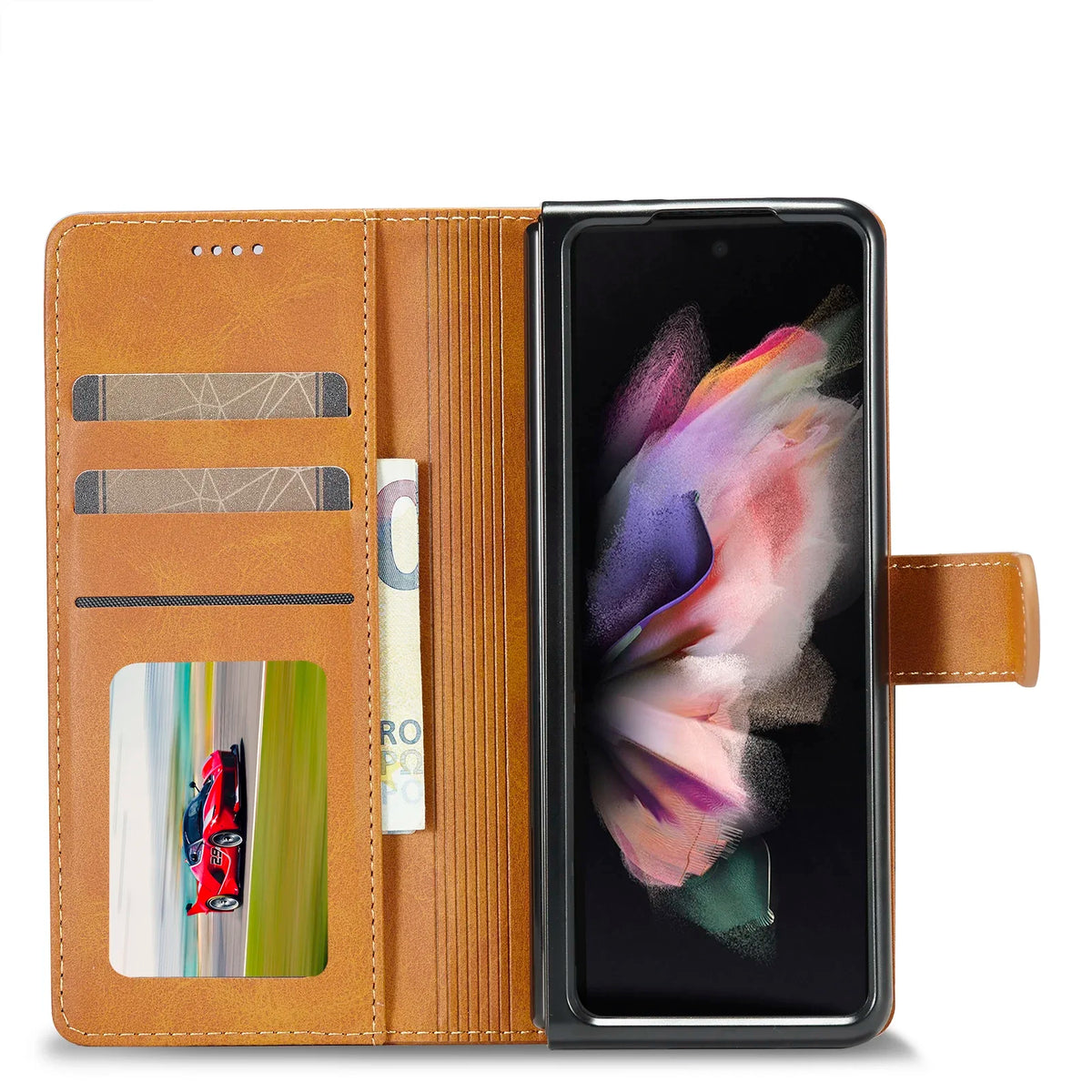 Flip Cards Solt Leather Case For Samsung Galaxy Z Fold 7 6 5 4 3 5G Card Pocket Folding Cover Wallet Book Bag Fold5 Purse Coque