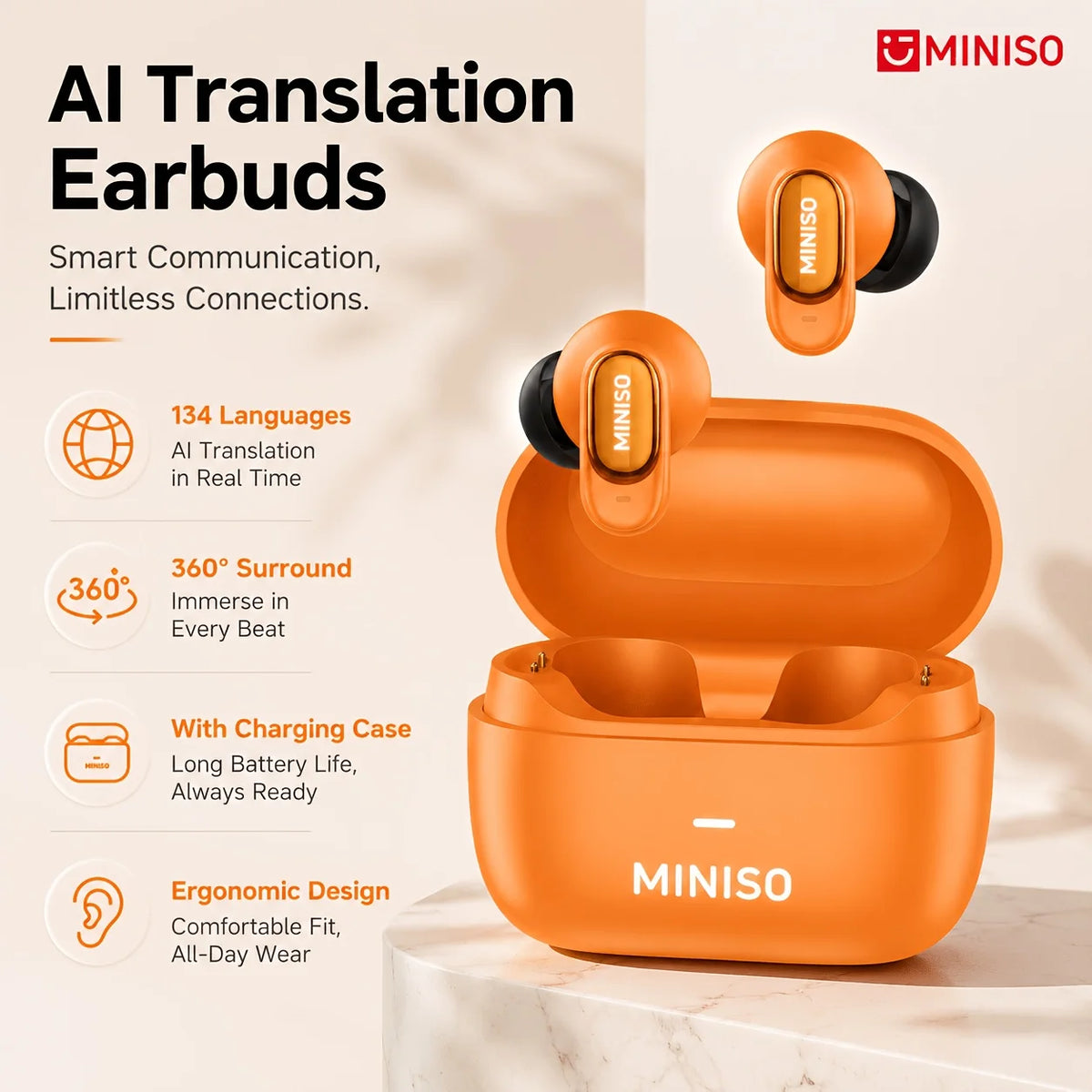 MINISO MS130 Wireless Bluetooth Earphones ENC Soft Wireless Headphones Sport Low Latency Comfort In-Ear Earbuds Macaron Travel