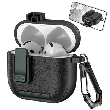 2025 New For AirPods 4 Case Latch wireless Bluetooth earphone Accessories Cover dermatoglyph Mobile phone holder switch Cases 3D