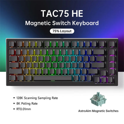 AKKO TAC75 HE Magnetic Switch Keyboard 75% Gaming Keyboards Rapid Trigger 0.005mm 8K RGB Wired Esports Custom Keyboard for Gamer