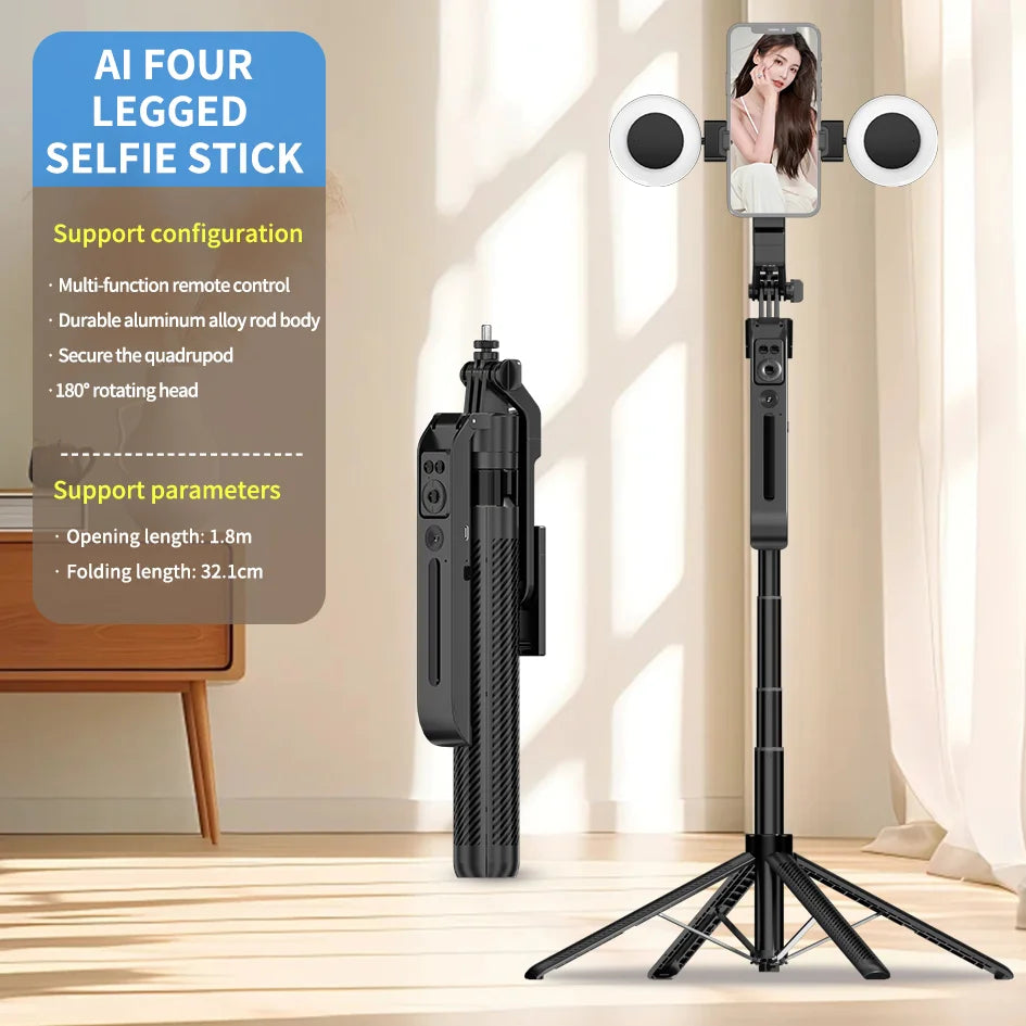 COOL DIER C12 AI Tracking Gimbal Tripod Gimbal Stabilizer Wireless Selfie Stick Foldable Holder With Bluetooth Shutter For Live