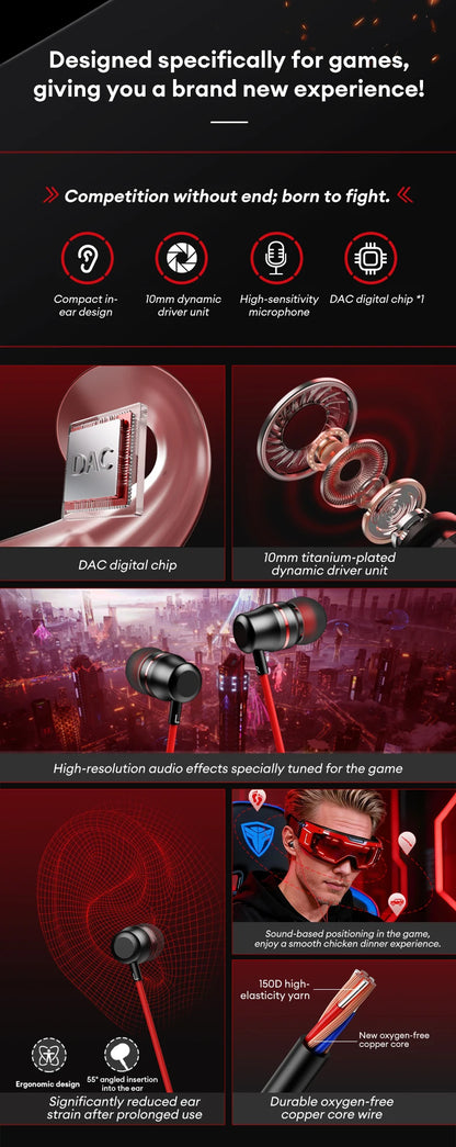 Lenovo YF38 Wired Headphones Type-C/3.5mm With Wire Control In-ear Wired Earphones With Mic For Laptop Computer Tablet Phone