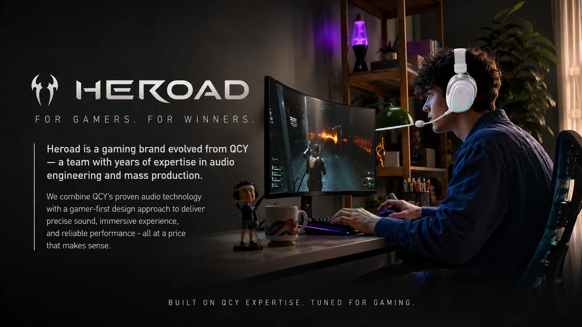 QCY Gaming Headset Heroad GT2 THX Spatial Audio+ 7.1.4 Tri-mode RGB 3-Mic ENC Over Ear Headphone for PC/PS4/PS5 Headset Gamer