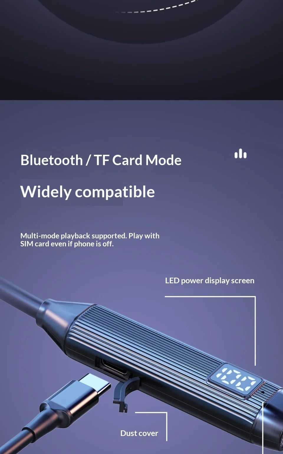 In-Ear Comfortable Wear Earphone Neck-hung Wireless Bluetooth Headphone Ultra-Long Battery Life Noise Cancellation Earbuds
