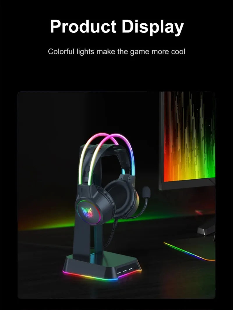 ONIKUMA X15 Pro Pink Cat Ear Gaming Headset Wired RGB Headphones 50MM Driver 3.5MM Stereo Sound Flexible Mic for PC PS4 PS5 Xbox