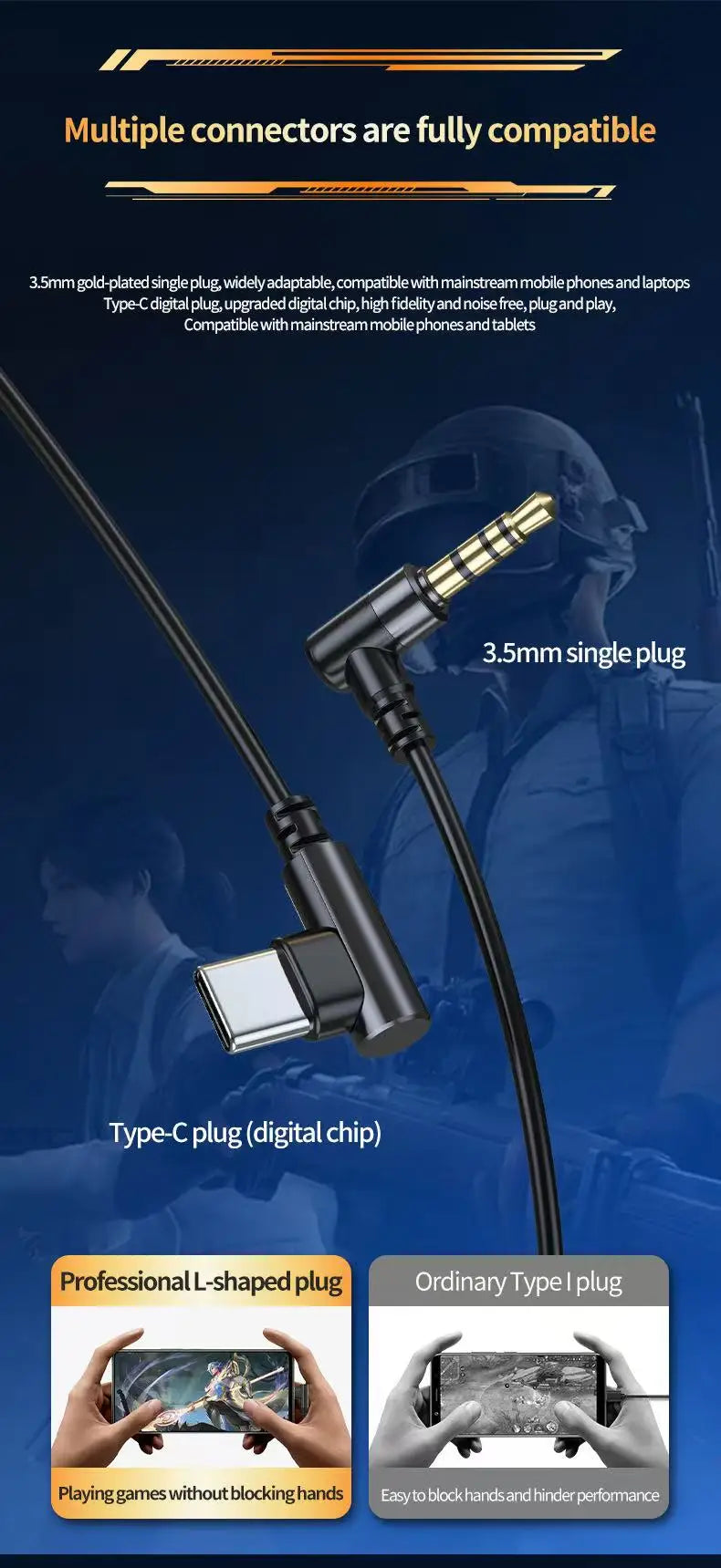 KCKZ Dual Microphone Type-C Phone USB Computer Delta Gaming Earphones Wired Dual Plug Earphones