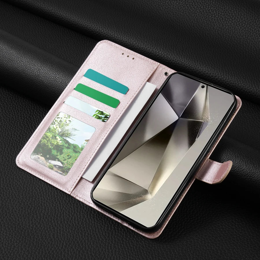 Wallet With Card Slot Magnetic Flip Leather Case For Samsung Galaxy S25 FE S24 Ultra S23 S22 S21 S20 FE S10 Plus S9 Card Bag