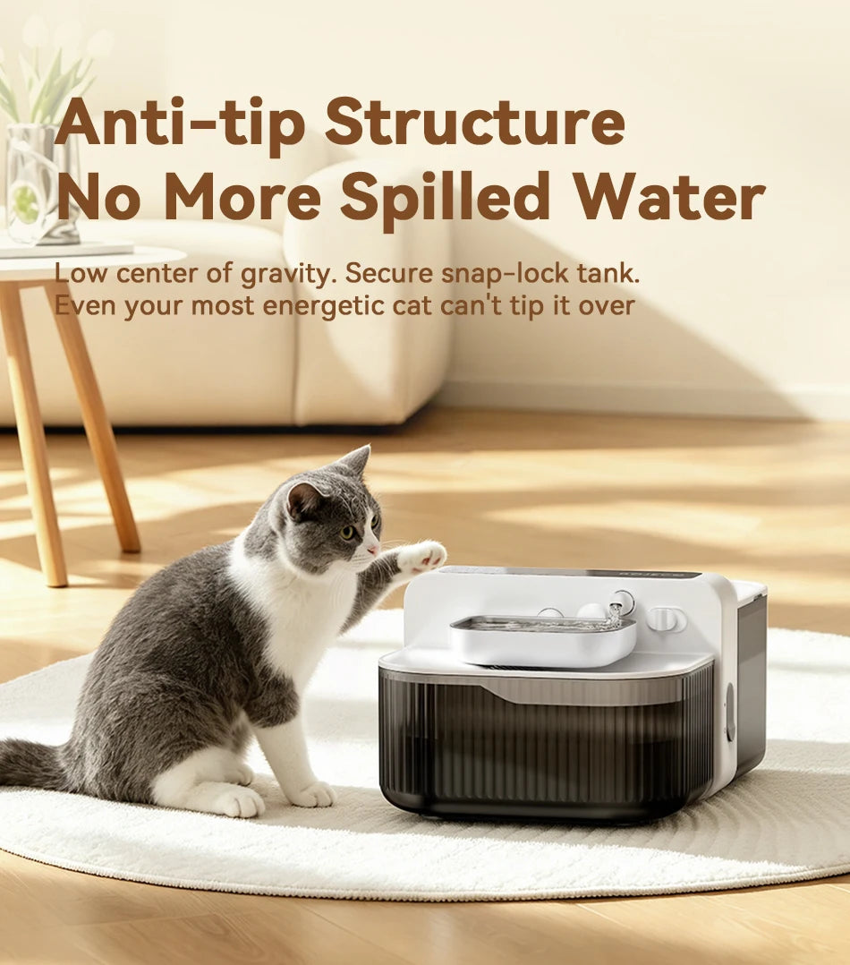 ROJECO Wireless Cat Water Fountain Smart Pet Water Dispenser for Cat 2000mAh Automatic Sewage Separation Cat Drinking Fountain