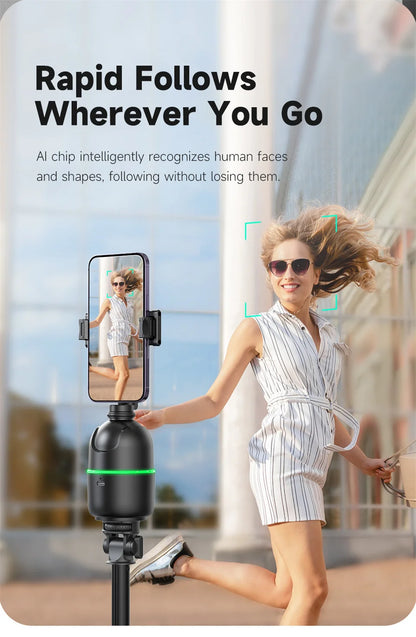 Selfie Stick Stabilizer 360° Auto Face Tracking AI Gimbal All-in-One Desktop Phone Holder Tripod for Smartphone Video Vlog Live