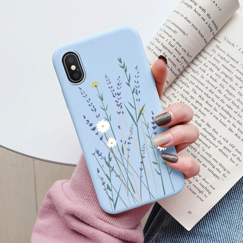 Flowers Funda For Phone Case iPhone X XS MAX XR Capa Soft Silicone Cute Cat Bear Back Cover For iPhone XR Bumper Women Anti-Fall
