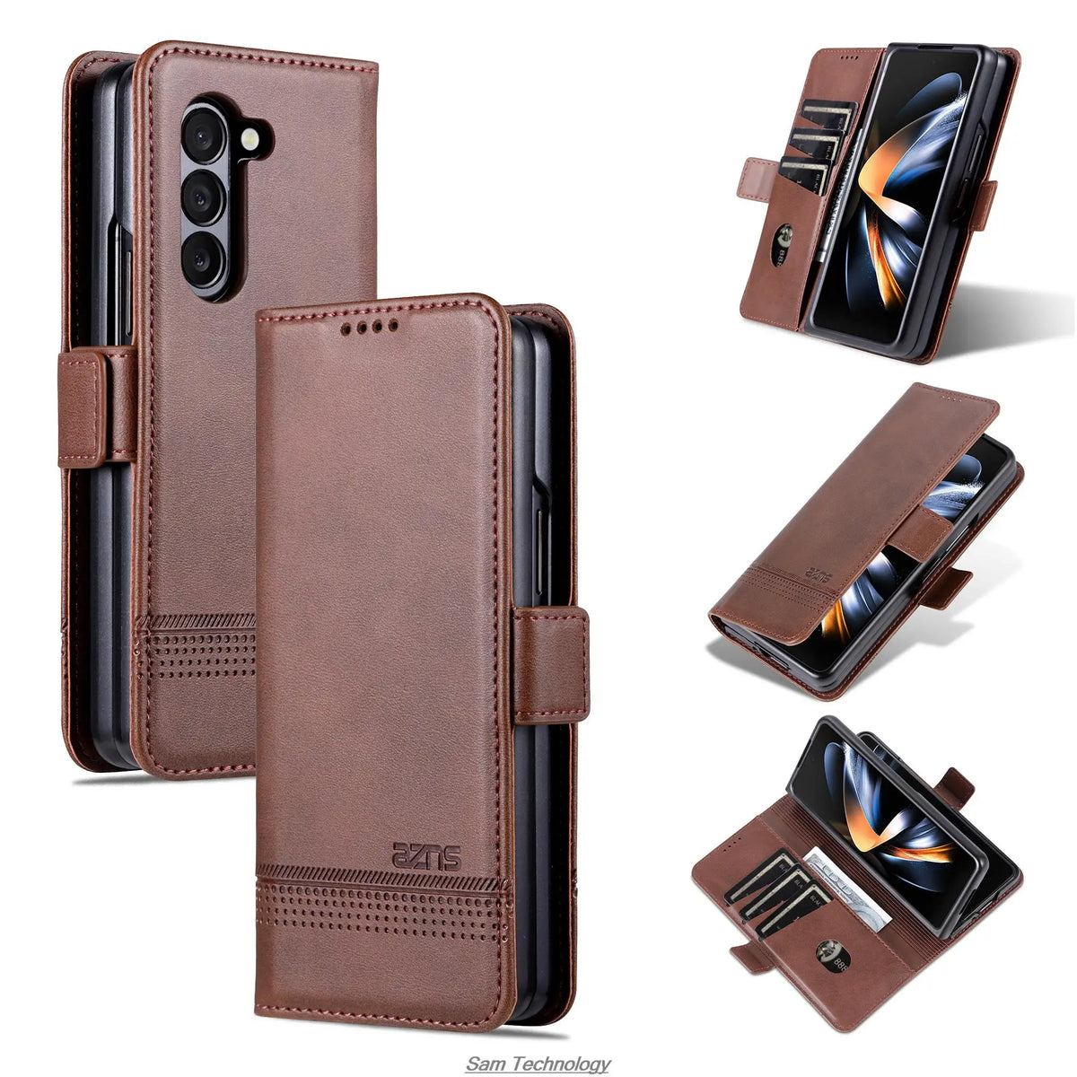 Magnetic Adsorption Leather Fitted Case for Samsung Galaxy Z Fold5 / Z Fold 5 6 7 4 3 5G Flip Cover Protective Case Fundas Coque