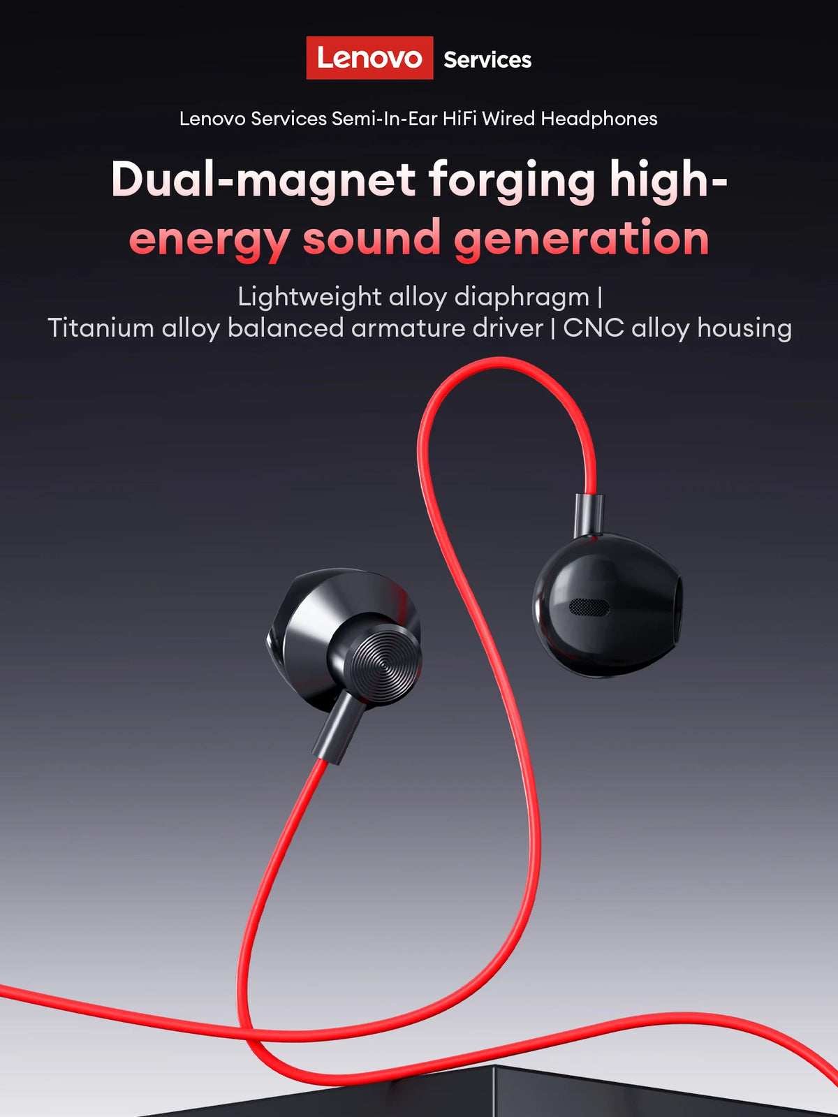 NEW Lenovo Y108 Wired Earphones Semi-In-Ear E-Sports Headphones 3.5mm Type-C Noise Reduction Stereo Music Earbuds 1.25M with Mic