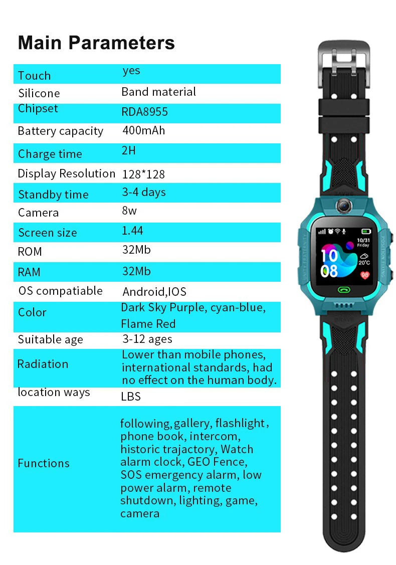 2026 New 2G Kids Smart Watch Sim Card Call HD Camera GPS Location SOS IP68 Waterproof LED Flashlight Smart Watch Boys Girls Ht23