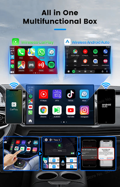 CarlinKit TV Box S2F Android 13 CarPlay Ai Box SM6225 8 Cores Wireless CarPlay Android Auto Video Streaming Box 4G LTE &WiFi GPS