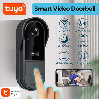 XBIBI Tuya WiFi doorbell, Smart Video Doorbell Camera, 2-way Intercom, Night Vision, microSD/cloud, waterproof, long standby, Wireless Security Camera, Rechargeable Battery