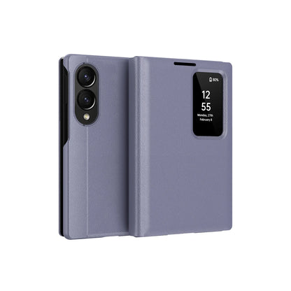 Luxury Leather Wallet Card Slot Smart View Case for Samsung Galaxy Z Fold 8 Fold8 Wide Flip-Free Answering Wake Up Flip Cover