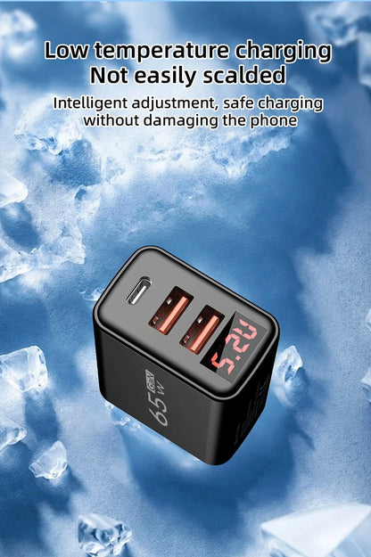 65W USB C Charger Fast Charger Phone Charger Adapter with LED Display QC3.0 EU/US/UK Plug For iPhone Samsung Xiaomi Wall Charger