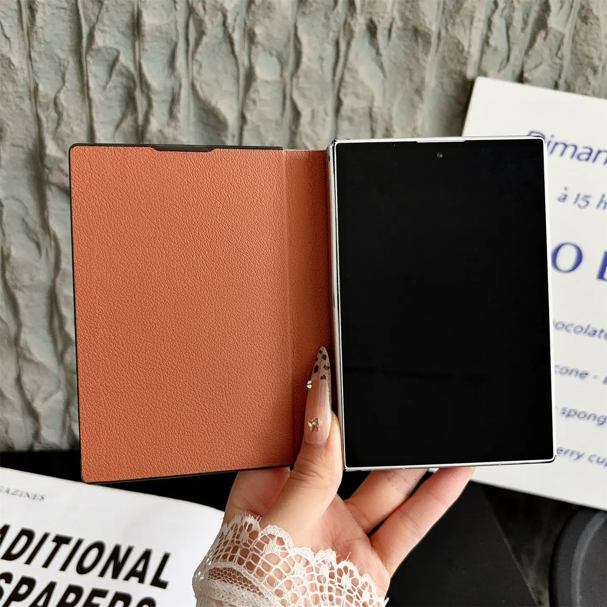 Business Plain Leather All-inclusive Flip Case for Samsung Galaxy Z Fold 8 Wide 7 6 5 Fold8 Ultra Camera Protection Bumper Cover