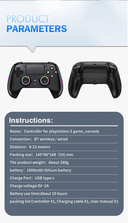 Wireless Gamepad Gyro Sensor Hall Joystick and Effect Trigger Built-in Speaker for PS5 ps4 Wired Controller Gamer Wireless Game