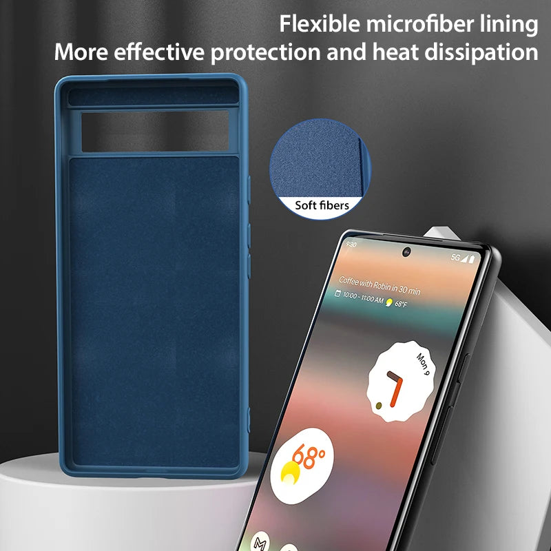 Luxury Original Liquid Silicone Cases for Google Pixel 9 8 6 7 Pro XL Shockproof Case for Google Pixel 8A 7A 6A Soft Phone Cover