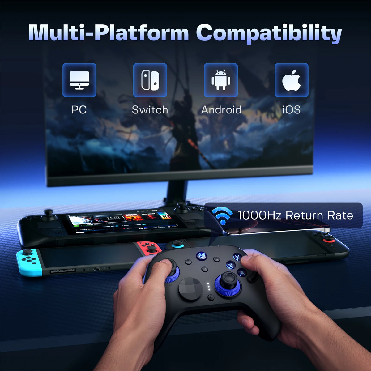 NYXI Wireless Gamepad with TMR Hall Effect Joystick No Drift, Adjustable Tension, Swappable ABXY Keys, 6-Axis Gyro, HD Vibration